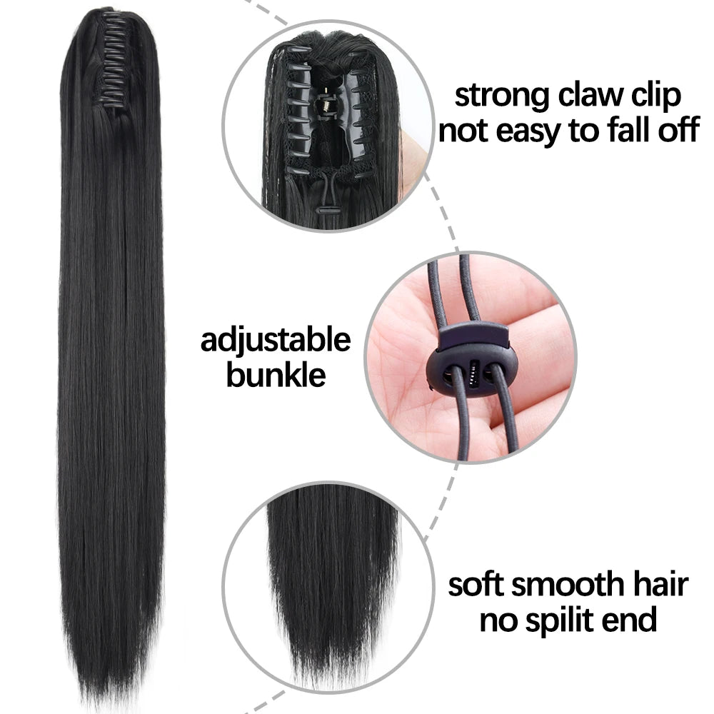 Women's Ponytail Extension 24 Inch Straight Synthetic Heat Resistant 3