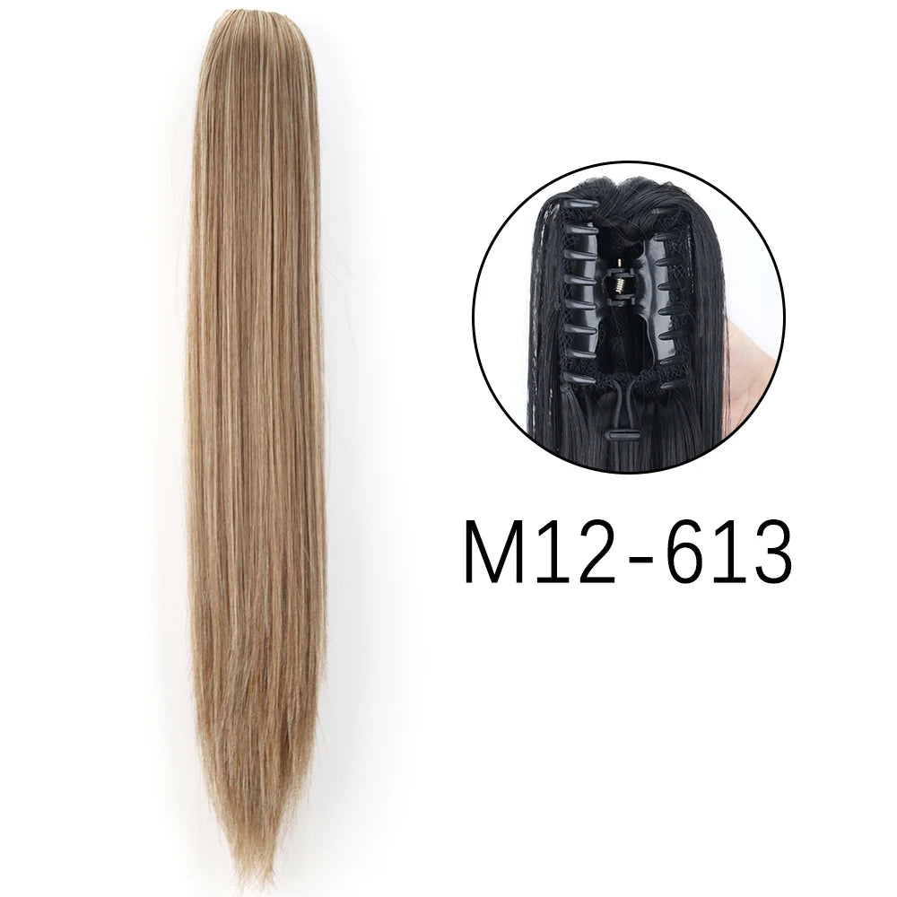 Women's Ponytail Extension 24 Inch Straight Synthetic Heat Resistant 32