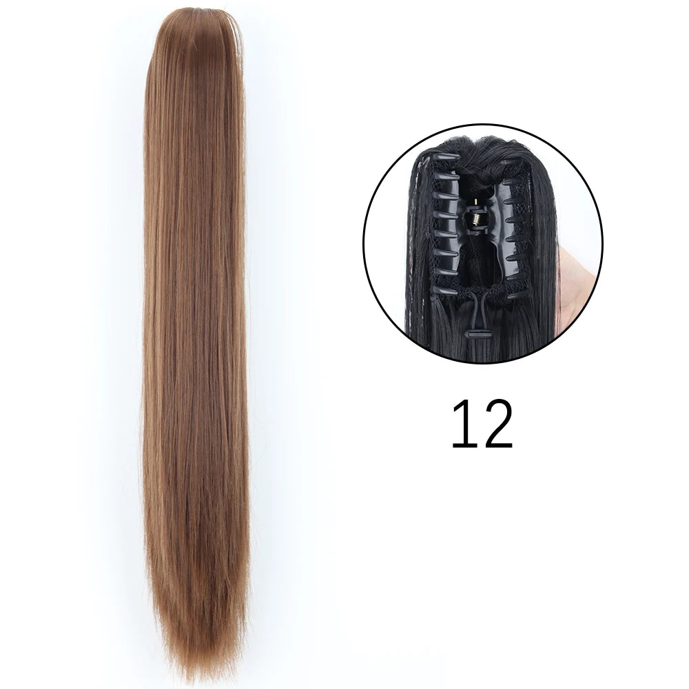 Women's Ponytail Extension 24 Inch Straight Synthetic Heat Resistant 35