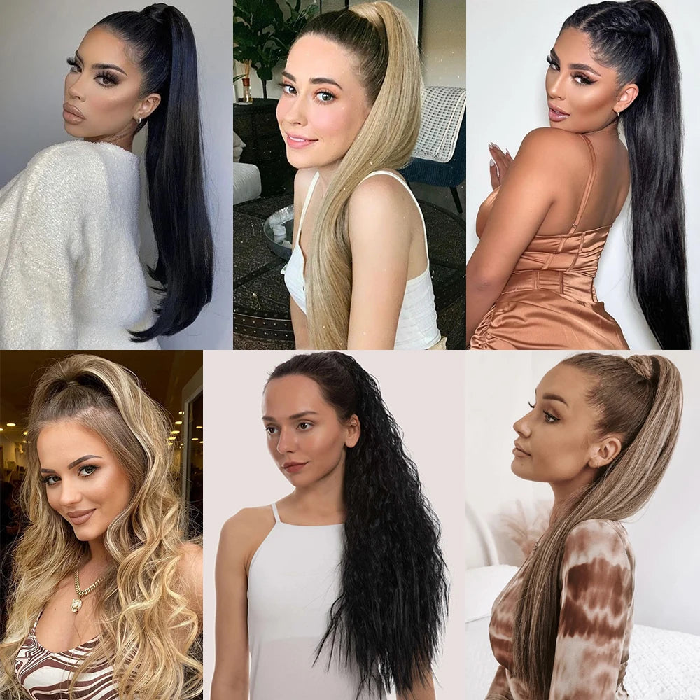 Women's Ponytail Extension 24 Inch Straight Synthetic Heat Resistant 4