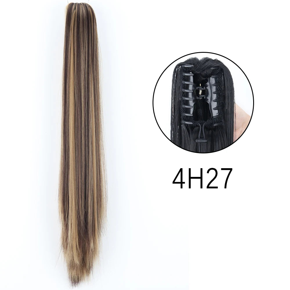 Women's Ponytail Extension 24 Inch Straight Synthetic Heat Resistant 45