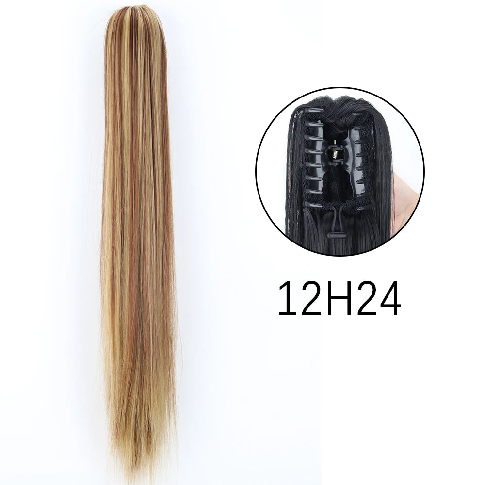 Women's Ponytail Extension 24 Inch Straight Synthetic Heat Resistant 77