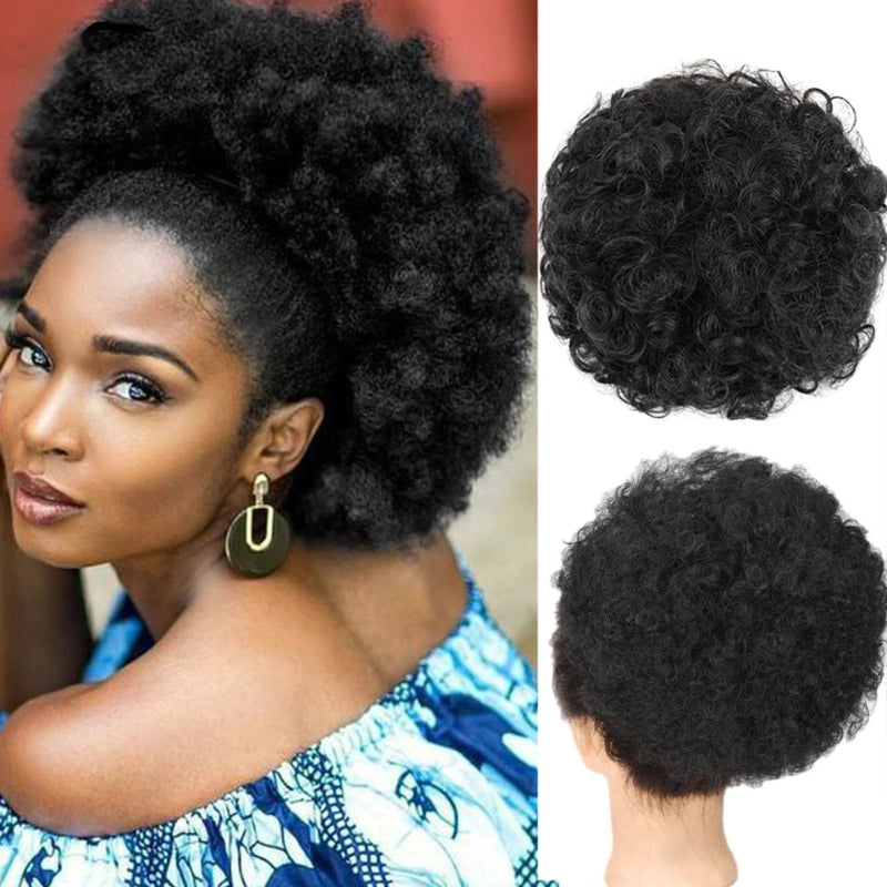 Women's Ponytail Extension Black Kinky Fiber Hair Extensions 1