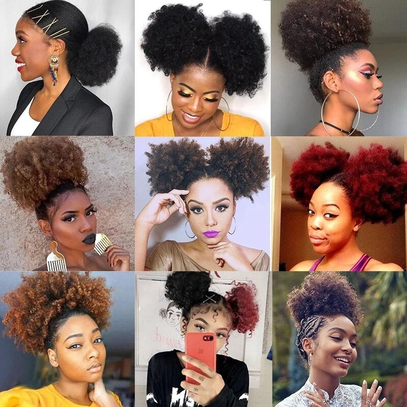 Women's Ponytail Extension Black Kinky Fiber Hair Extensions 2