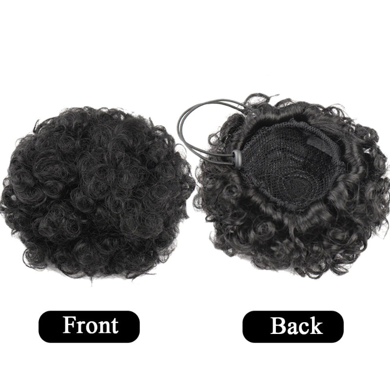 Women's Ponytail Extension Black Kinky Fiber Hair Extensions 3