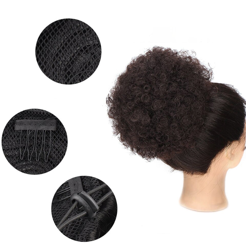 Women's Ponytail Extension Black Kinky Fiber Hair Extensions 5