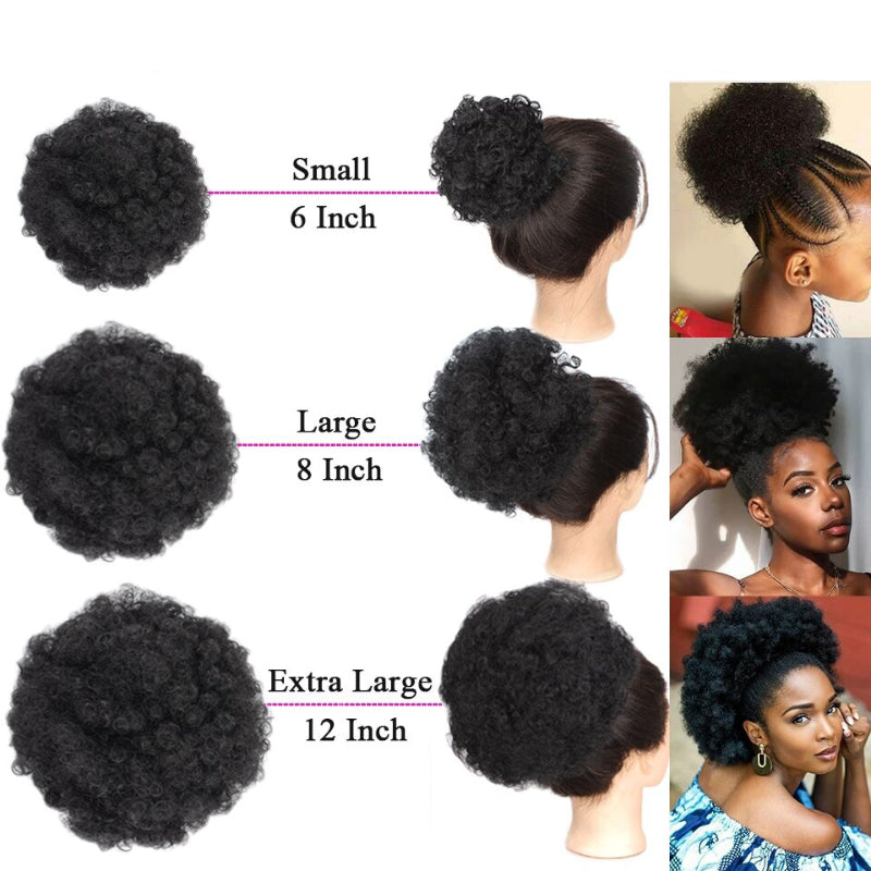 Women's Ponytail Extension Black Kinky Fiber Hair Extensions 6