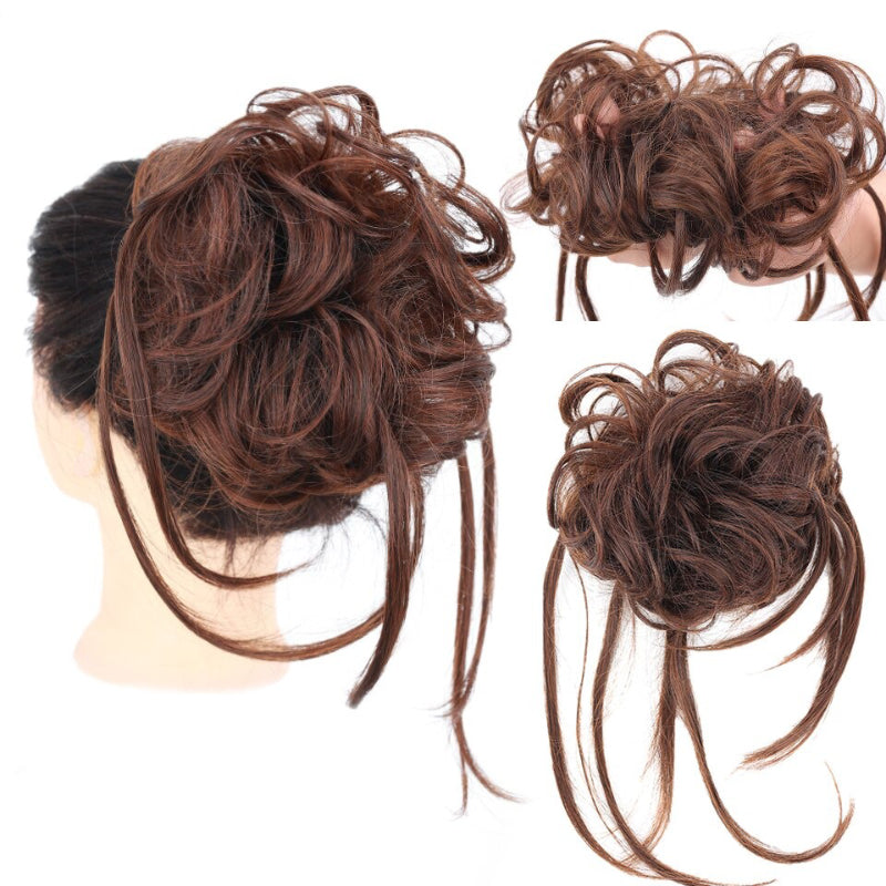 Women's Ponytail Extension Brown High-Temperature Fiber Messy Curly Hair 0