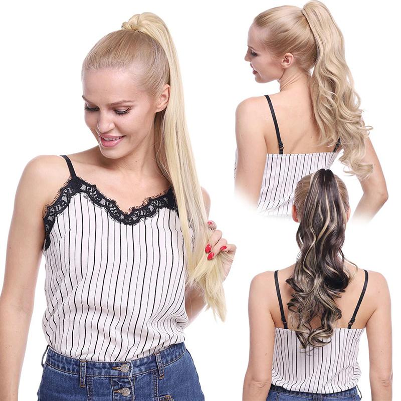 Women's Ponytail Extensions Brown High-Temperature Fiber Clip-In 1