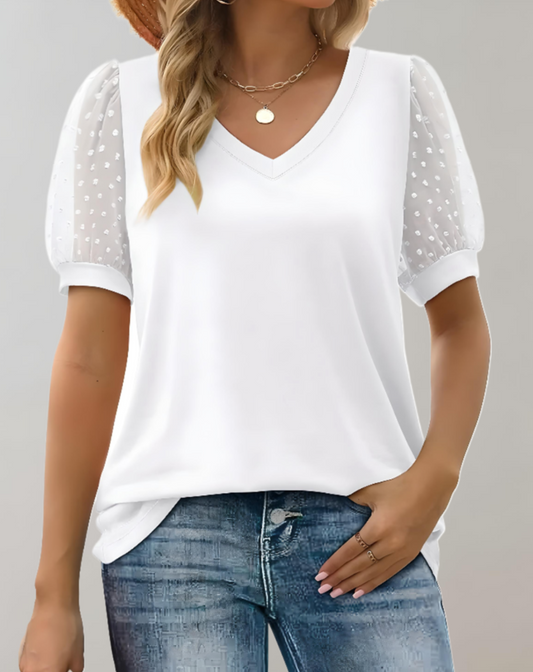 Women's Puff Sleeve Top – Soft Cotton Blend Blouse, Casual Going Out Top for Every Occasion 1