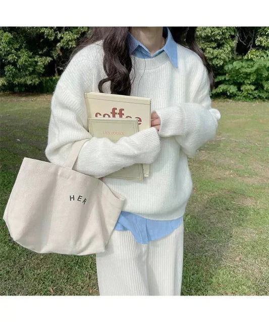 Women's Oversized Pullover Sweater - Soft Knit with Dropped Shoulders and Ribbed Trim 2