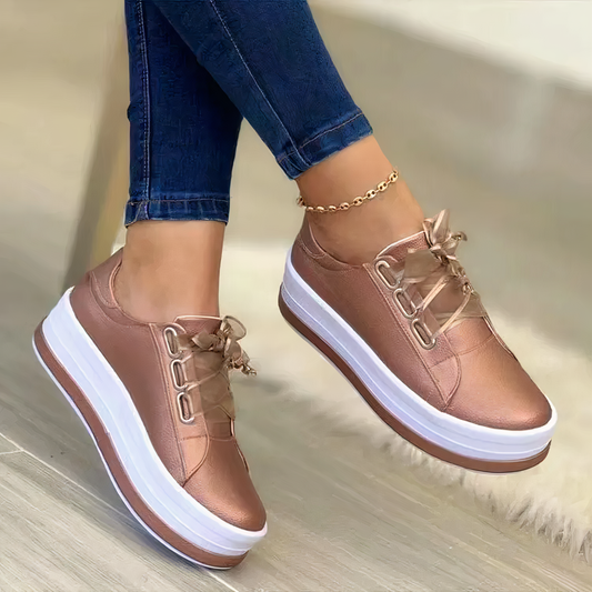 Women's Retro Sneakers in Gold, Rose Gold, Silver, and Black – Stylish Casual Footwear 1