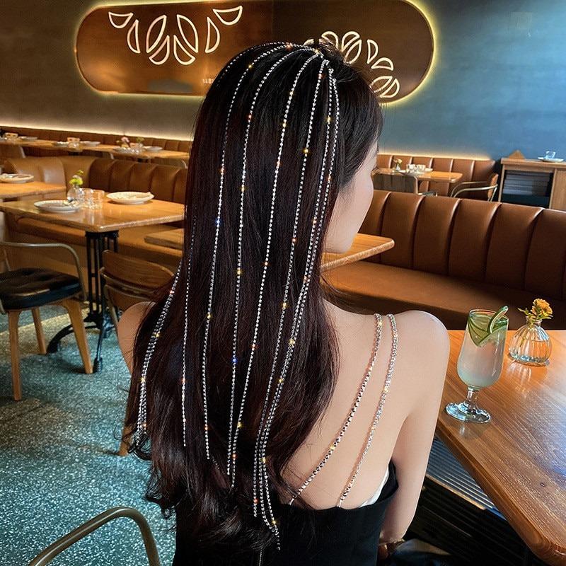 Women's Rhinestone Hairband Multi-strand Long Tassel 1
