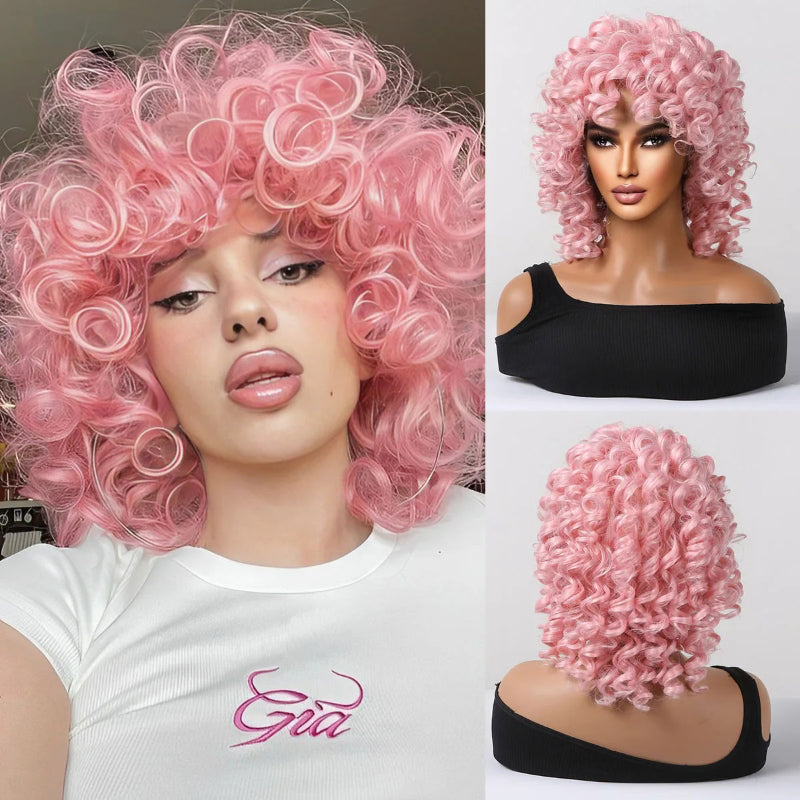 Women's Short Bob Wig Brown Synthetic Hair with Bangs 7