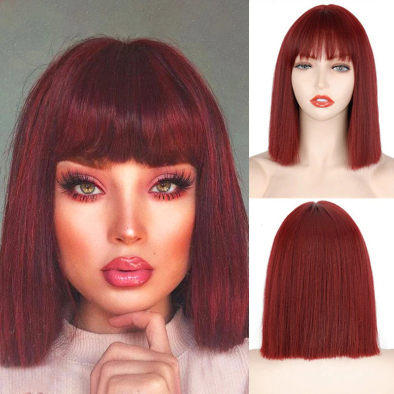 Women's Short Bob Wig Silver Gray High-Temperature Fiber 31