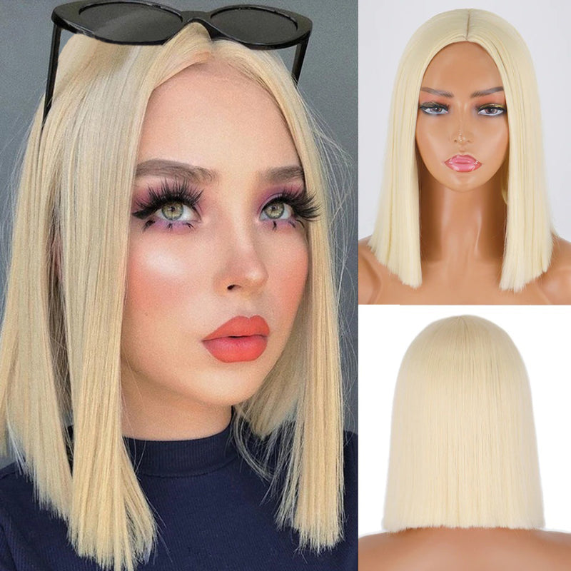 Women's Short Bob Wig Silver Gray High-Temperature Fiber 32