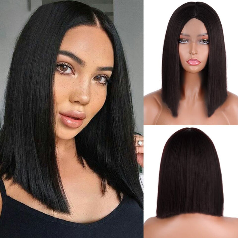 Women's Short Bob Wig Silver Gray High-Temperature Fiber 34