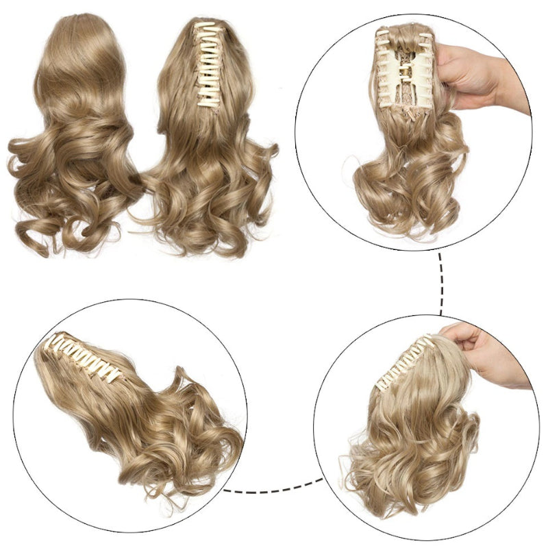 Women's Short Wavy Ponytail Hair Extensions Clip-In High-Temperature Fiber 2