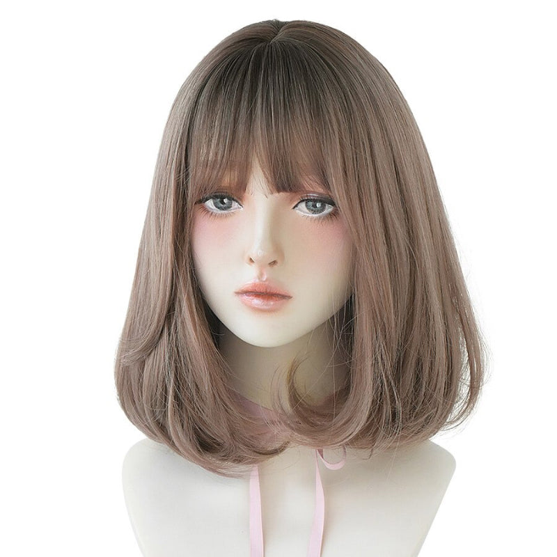 Women's Short Wig Black Heat Resistant Synthetic Hair with Bangs 14