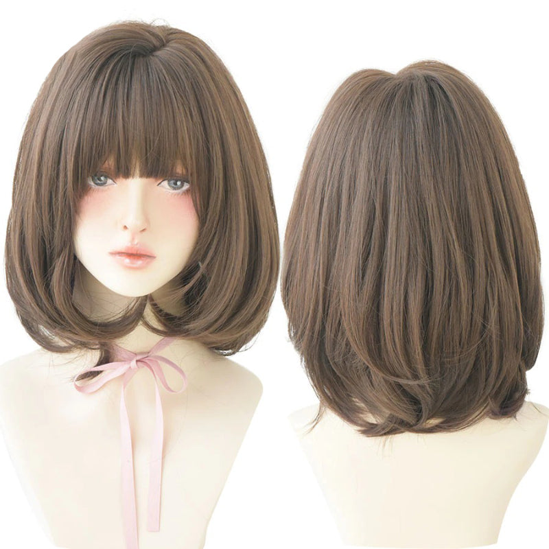 Women's Short Wig Black Heat Resistant Synthetic Hair with Bangs 15