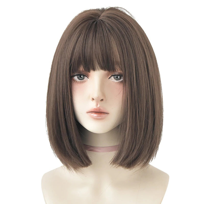 Women's Short Wig Black Heat Resistant Synthetic Hair with Bangs 29