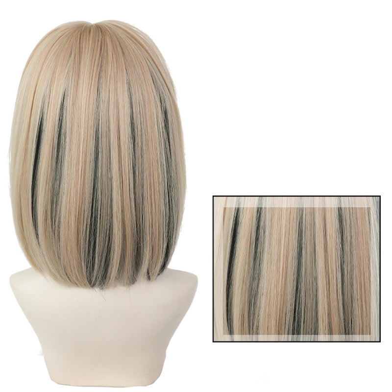 Women's Short Wig Black Heat Resistant Synthetic Hair with Bangs 3