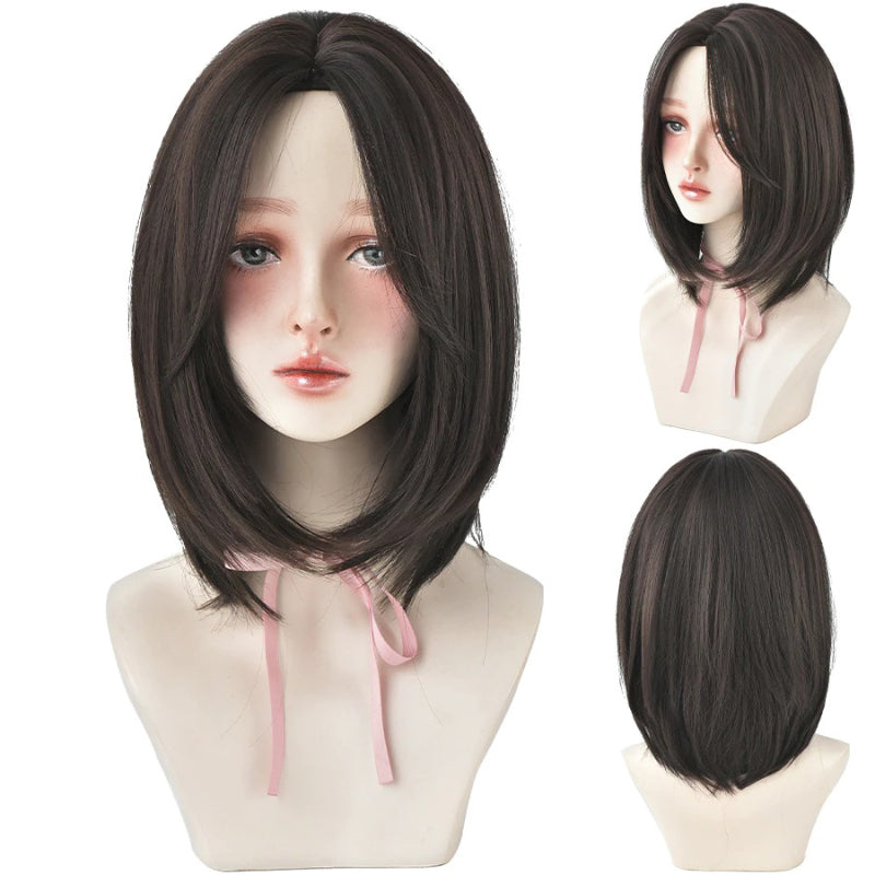 Women's Short Wig Black Heat Resistant Synthetic Hair with Bangs 31