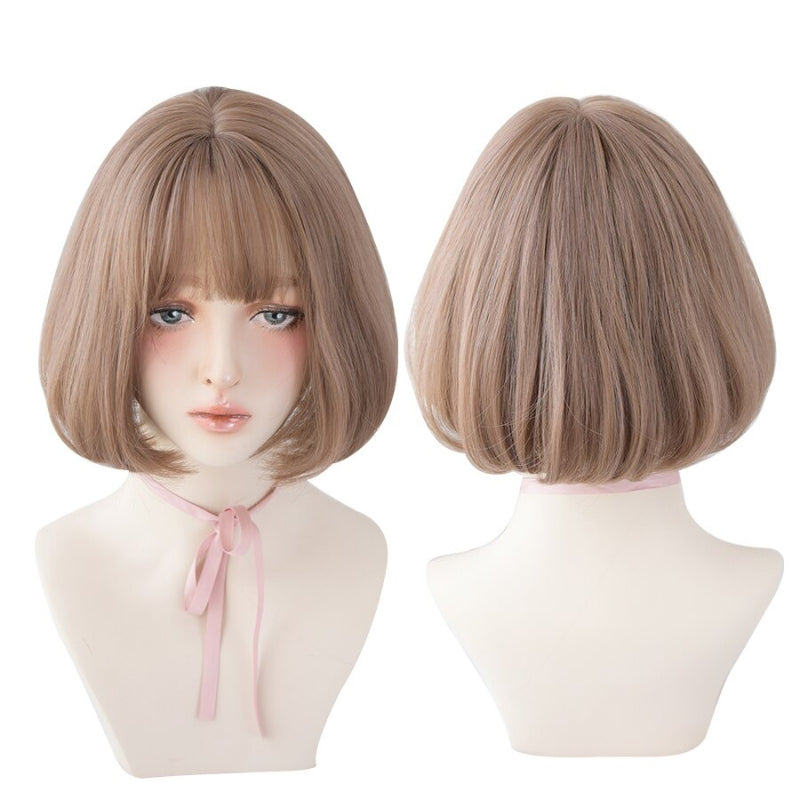 Women's Short Wig Black Heat Resistant Synthetic Hair with Bangs 32