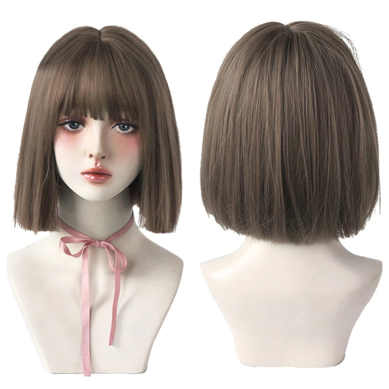 Women's Short Wig Black Heat Resistant Synthetic Hair with Bangs 33