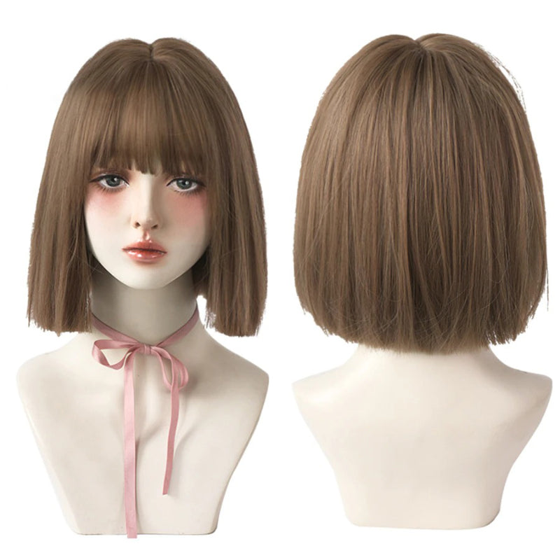 Women's Short Wig Black Heat Resistant Synthetic Hair with Bangs 40