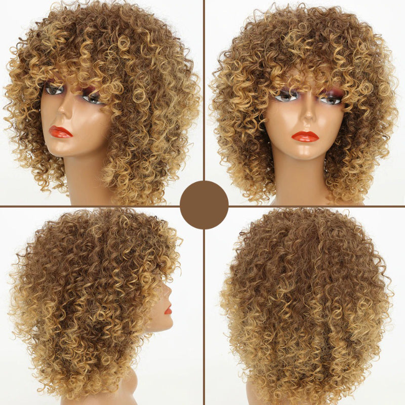 Women's Short Wig Blonde Kinky Curly High-Temperature Fiber 1