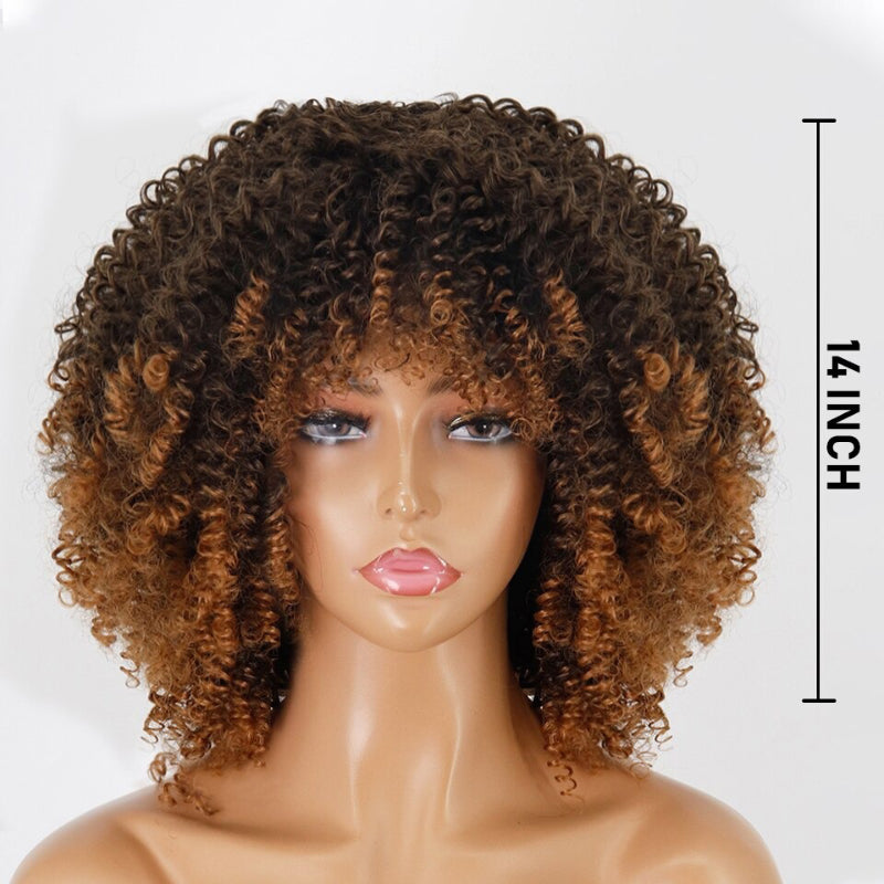 Women's Short Wig Blonde Kinky Curly High-Temperature Fiber 10