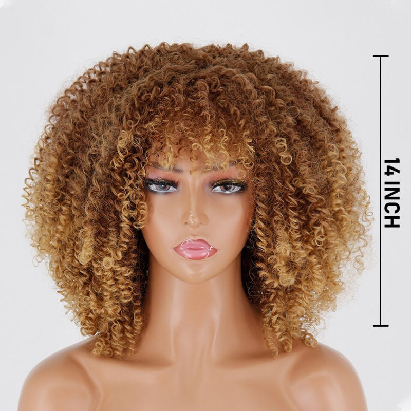 Women's Short Wig Blonde Kinky Curly High-Temperature Fiber 11