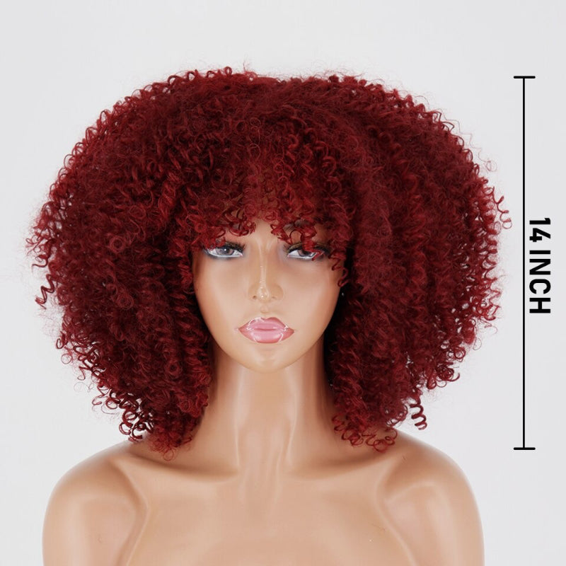Women's Short Wig Blonde Kinky Curly High-Temperature Fiber 14