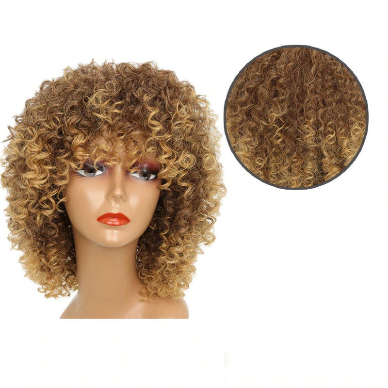 Women's Short Wig Blonde Kinky Curly High-Temperature Fiber 2