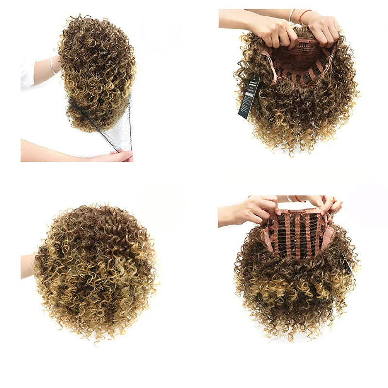 Women's Short Wig Blonde Kinky Curly High-Temperature Fiber 3