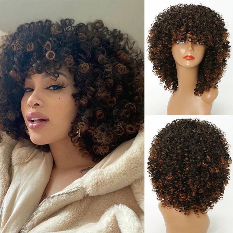 Women's Short Wig Blonde Kinky Curly High-Temperature Fiber 5