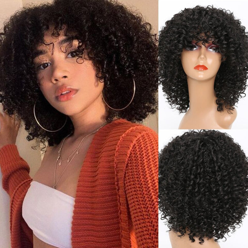 Women's Short Wig Blonde Kinky Curly High-Temperature Fiber 6