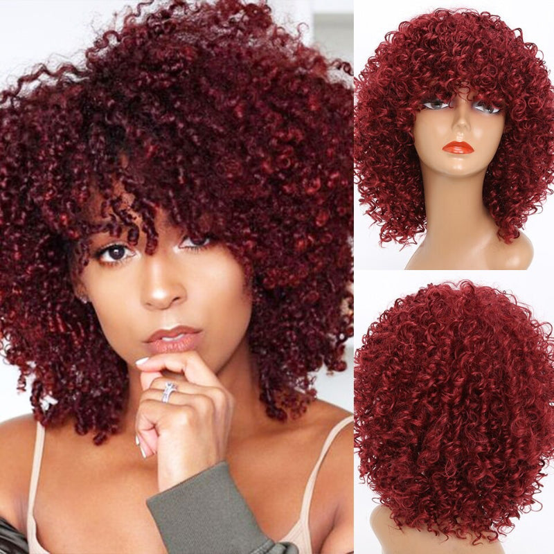 Women's Short Wig Blonde Kinky Curly High-Temperature Fiber 7