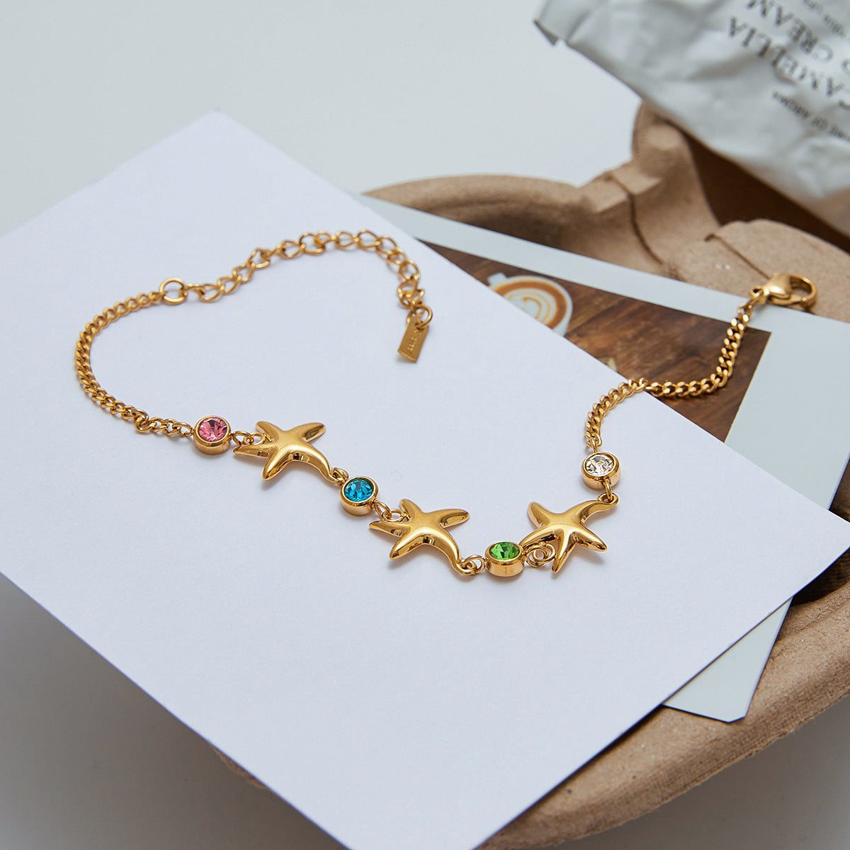 Women's Starfish Bracelet Gold Stainless Steel 5