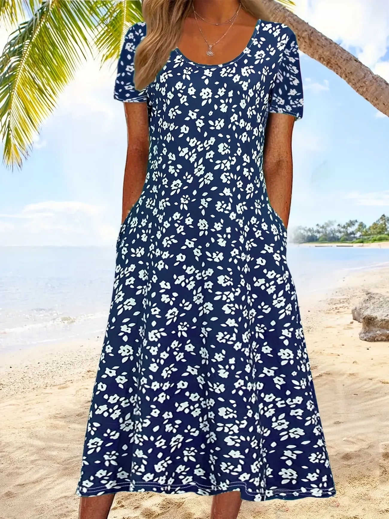 Women’s Summer Floral Print Vacation Midi Dress 3