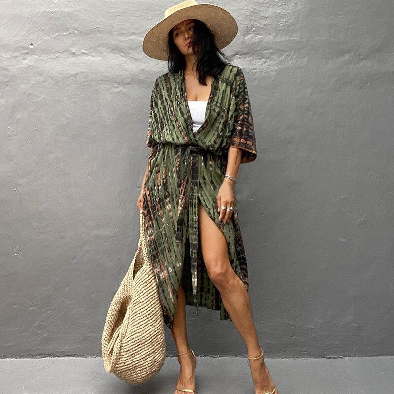 Bella Women's Kimono Cover-Up | Lightweight Tie-Dye Design - Image 27