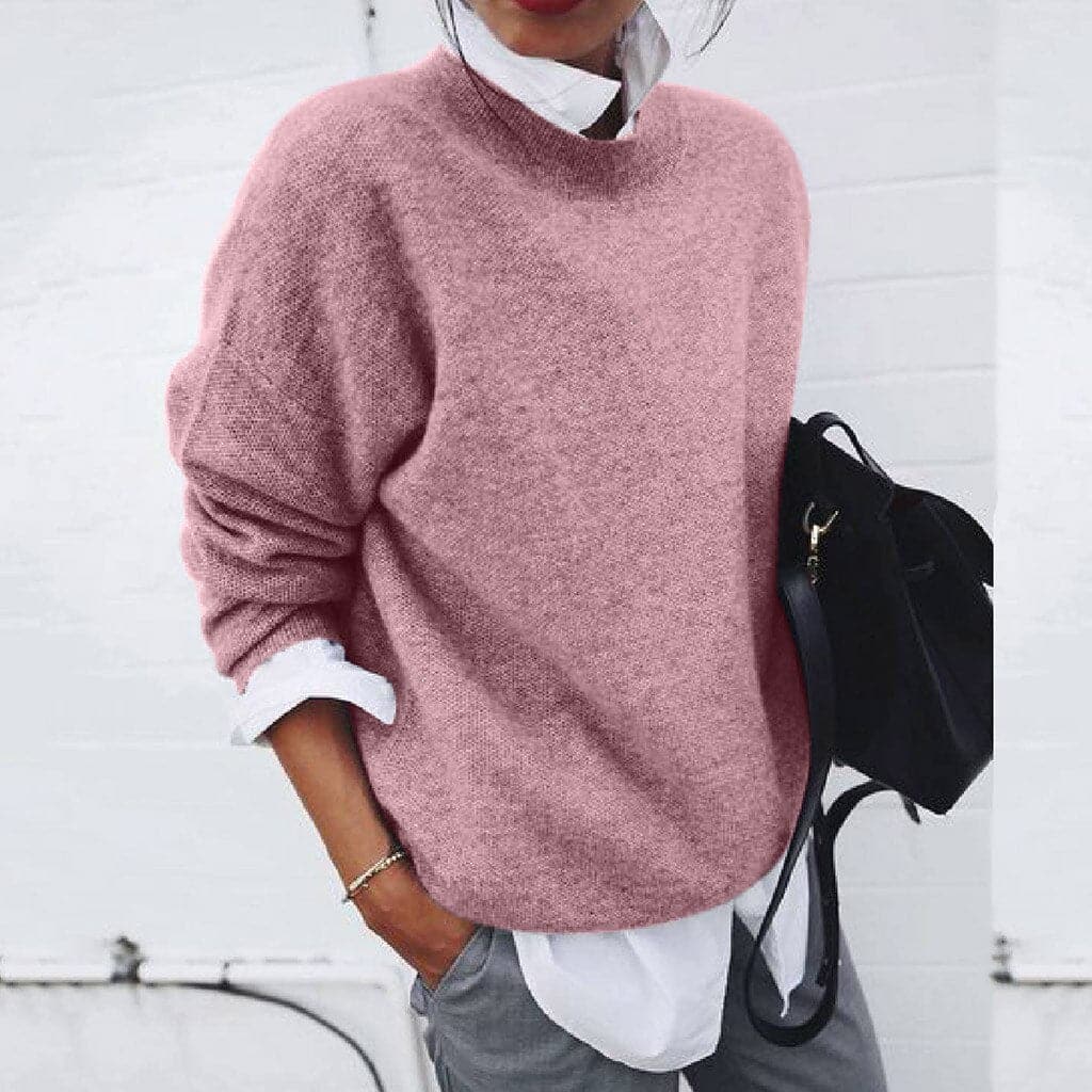 Women’s Relaxed Fit Sweater – Wool Blend – Long Sleeve – Round Neck – Hip Length 3