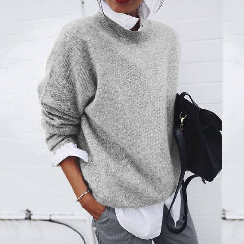 Women’s Relaxed Fit Sweater – Wool Blend – Long Sleeve – Round Neck – Hip Length 4
