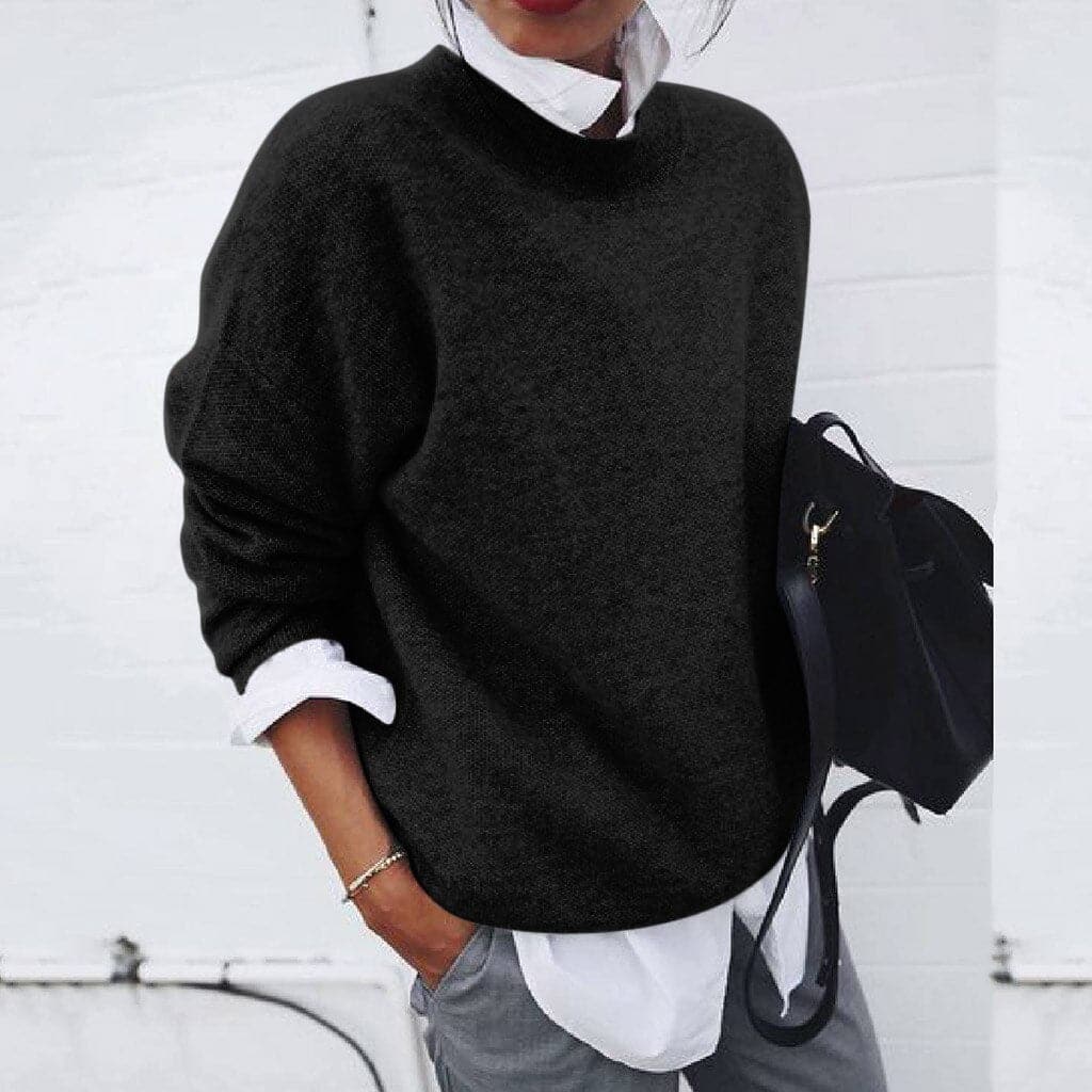 Women’s Relaxed Fit Sweater – Wool Blend – Long Sleeve – Round Neck – Hip Length 5