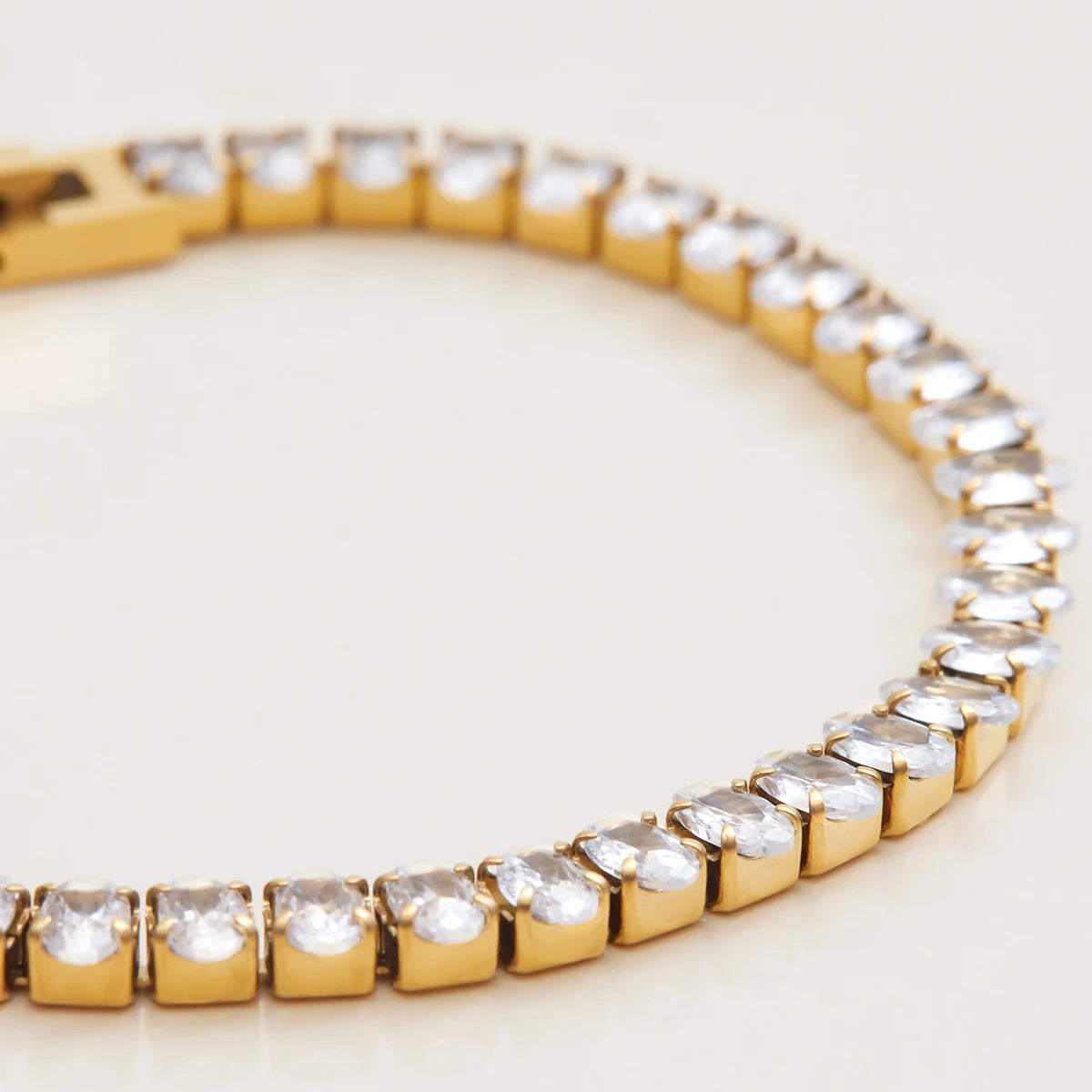 Women's Tennis Bracelet Gold Stainless Steel Oval Cut 6