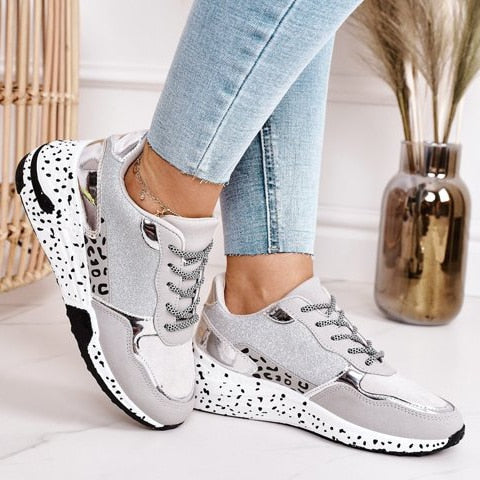Women's Trendy Fashion Sneakers with Cushioned Sole and Metallic Accents 1