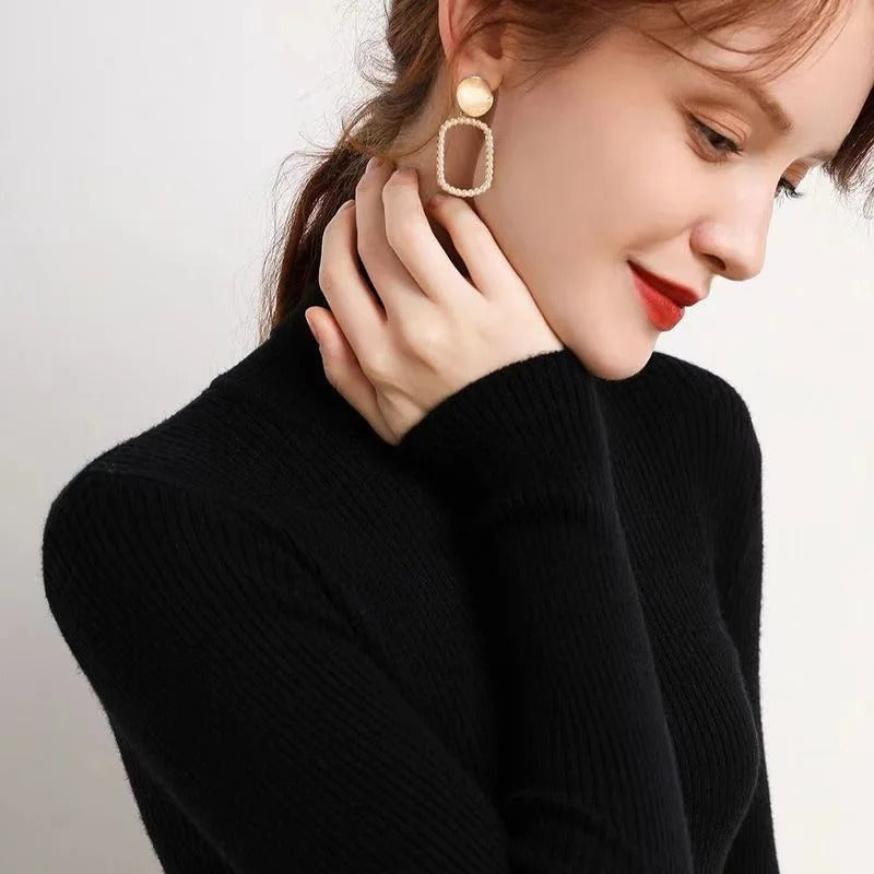 Women's Turtleneck Knitted Pullover Sweater Winter Tops 2