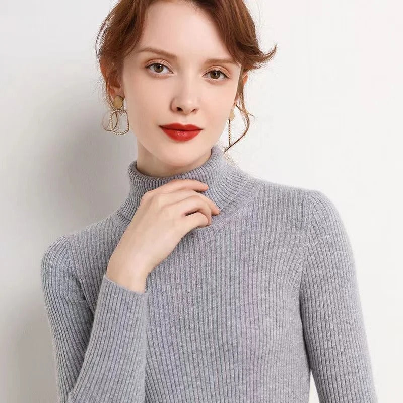 Women's Turtleneck Knitted Pullover Sweater Winter Tops 3