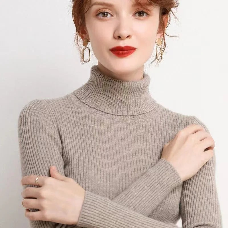 Women's Turtleneck Knitted Pullover Sweater Winter Tops 5